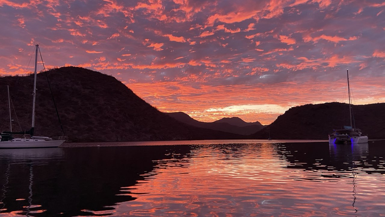 Red sunset over Puerto Escondido